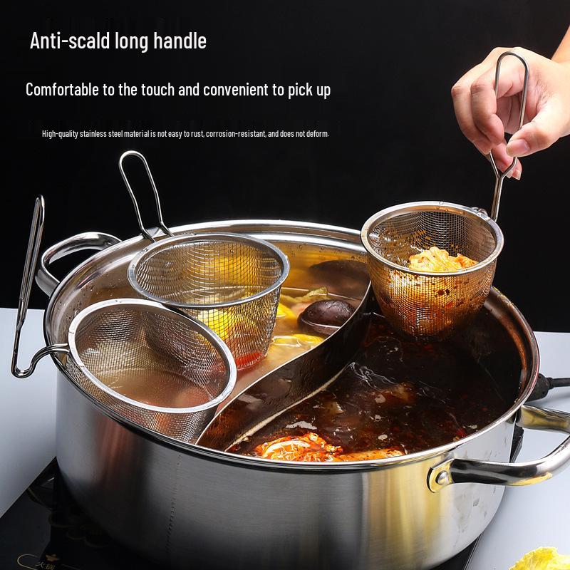 Stainless Steel Hot Pot Skimmer & Noodle Strainer with Hanging Edge