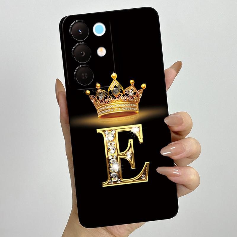 For Realme 15X C85 5G Crown Initial Letter Couple Phone Case Realme15X RMX5250 RMX5253 Soft Silicone TPU Lens Protective Casing