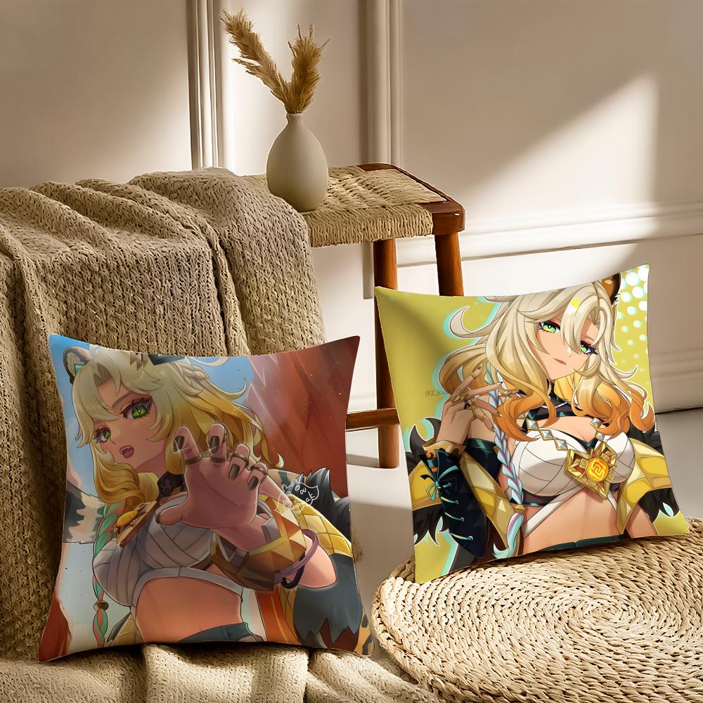 Game Genshin Xilonen Cushion Cover Washable Linen Pillowcase Soft For Sofa Bed Cozy Home Room Decor