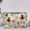 Yousheng Cosmetic Storage Bag, Thickened Canvas Pouch, with Smooth Zipper Large Capacity Stationery Organizer, Oil Painting Print Cosmetic Pouch