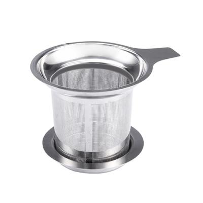 Tea Filter with Handle Lid Fine Mesh Food Grade 304 Stainless Steel Mug Loose Leaf Tea Infuser Strainer Tearoom Supplies