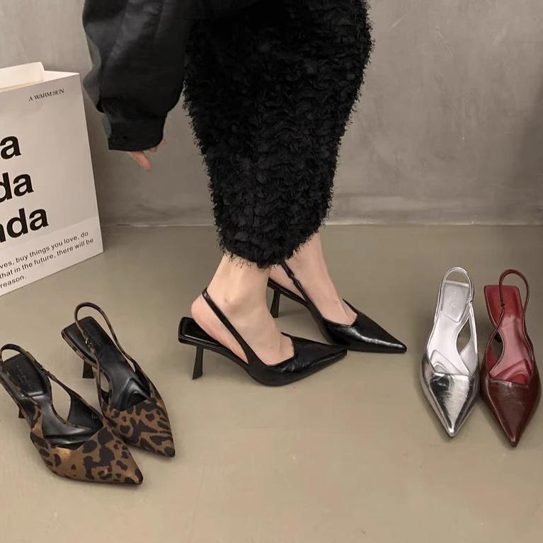 Scarpe da Donna Moda Slip-on Tacchi Alti da Donna Sandali Estivi Monocolore Ufficio e Carriera Sexy Punta Aperta con Tacco Donna