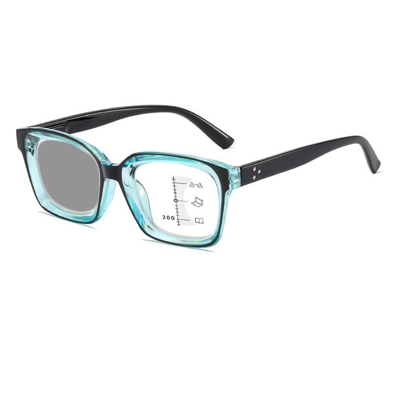 New Fashion Photochromic Multifocal Presbyopia Glasses Men's and Women's High-definition Anti Blue Light Glasses Diopter To +4.0