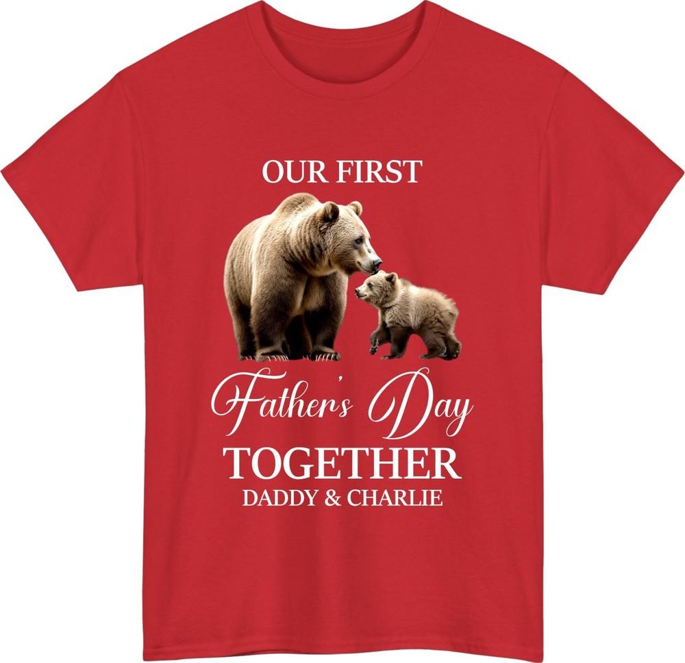 Personalised fathers day tshirt  custom name jumper  our first fathers day S