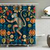 Vibrant Floral Monkey Shower Curtain Modern Boho Design for Bathroom Decor Customizable Size