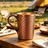 Handcrafted Pure Copper Espresso Coffee Mug,Home Handle Breakfast Cup,Camping Vintage Carving Dragon Scale Texture Copper Teacup