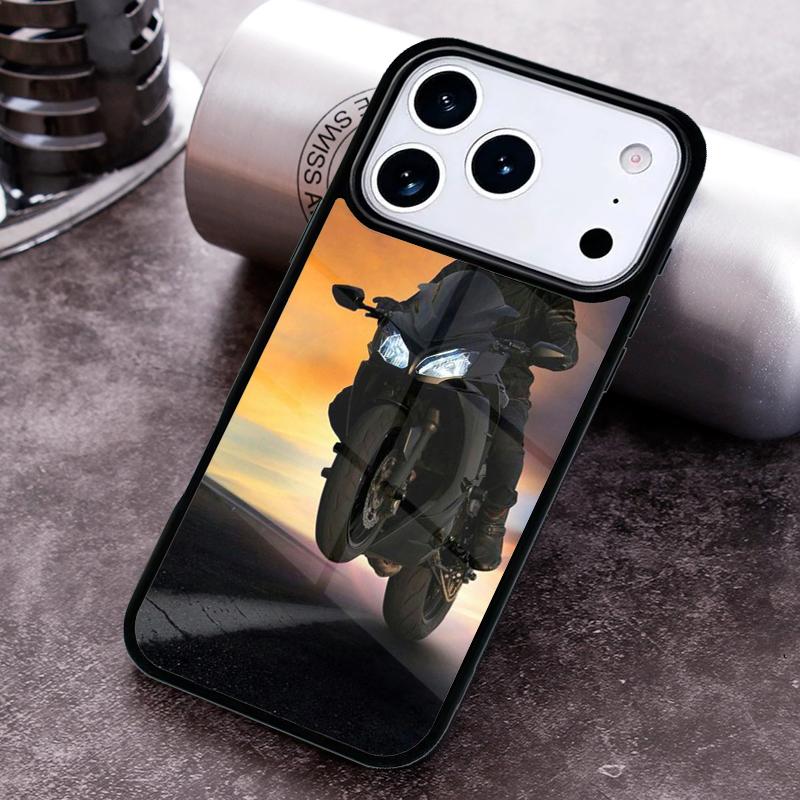 Motorcycle Man Phone Case for iPhone 17 16 15 Pro Max Air 14 13 12 11 Plus Shockproof Capa Cover