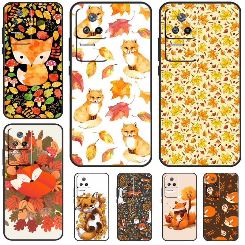 Autumn Leaves Fall Fox Case For Xiaomi POCO M6 Pro X3 X5 X6 Pro F3 F5 M5s Mi 14 Pro 13 13T 11T 12T 12 Lite Cover