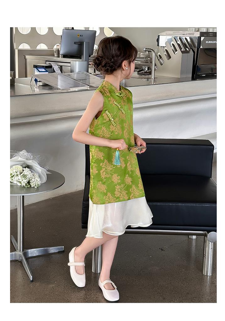 2026 new western-style thin style girls' and little girls' improved cheongsam summer new Chinese Hanfu Chinese style dress