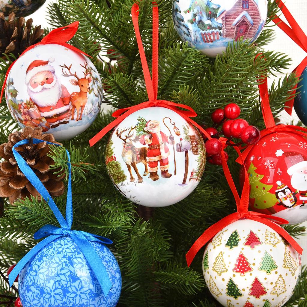 Enfeites de Árvore de Natal Criativos: Bolas de Memória e Pingentes de Papel com Padrão Pintado
