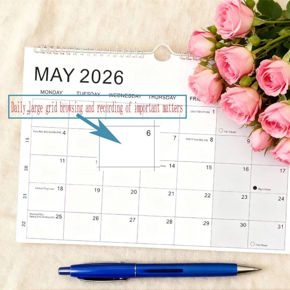 Jan. 2026 - Jun. 2027 Wall Calendar Thick Paper English Calendary New 2026 Calendar  Home