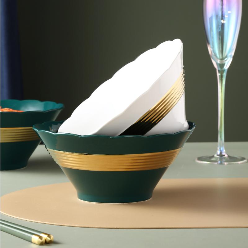 Lace Ceramic Bowl Noodle Bowls Soup Plate Fruit Dish Salad Bowl Dinner Plate Dessert Bowls Decorative Plate Dish Hotel Tableware