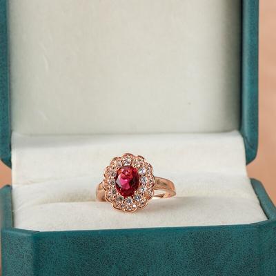 Cellacity Classic 925 Sterling Silver Ring for Charm Lady with Oval Shape Ruby Gemstones Flower Zircon Female Fine Jewelry Gift