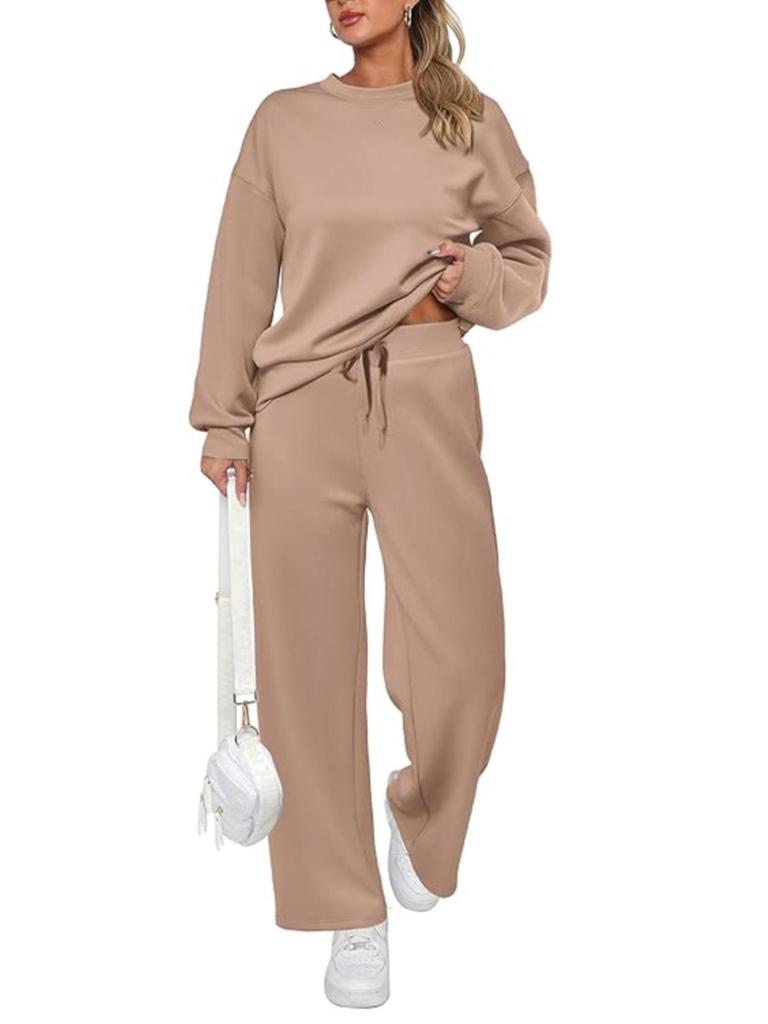 2025 Women's Two-Piece Knit Set: Long-Sleeve Top & Wide-Leg Pants