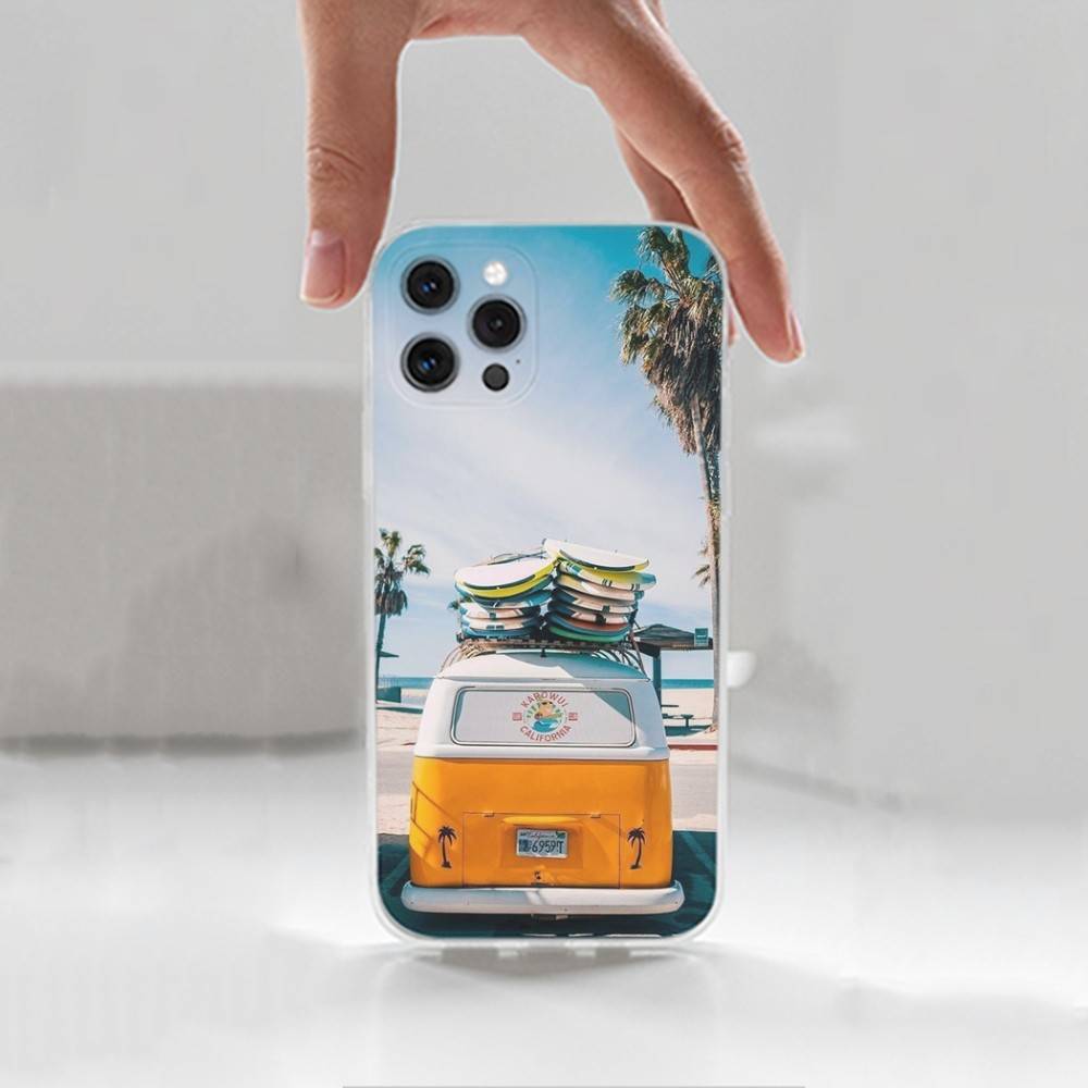 C-Combi Van Surf  Case For iPhone Max,13,XR,SE,12,15,Pro,17,Plus,11,14,16,X,XS,Mini Transparent Soft Cover