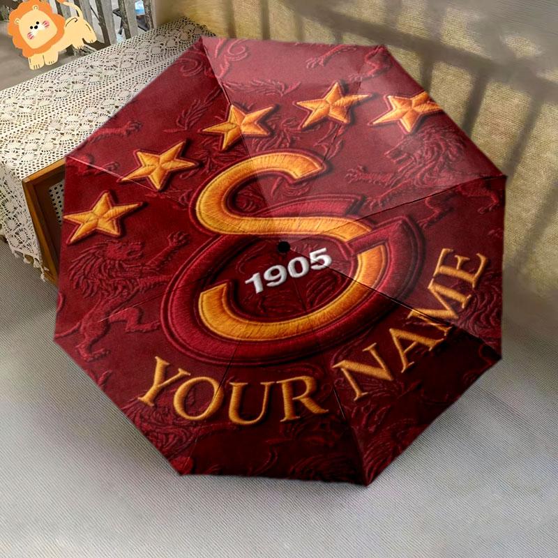 1 PC Automatic Folding Umbrella - Galatasaray S Custom Name Pattern, Portable & Foldable Design with 8 Ribs, Christmas Birthday Gifts