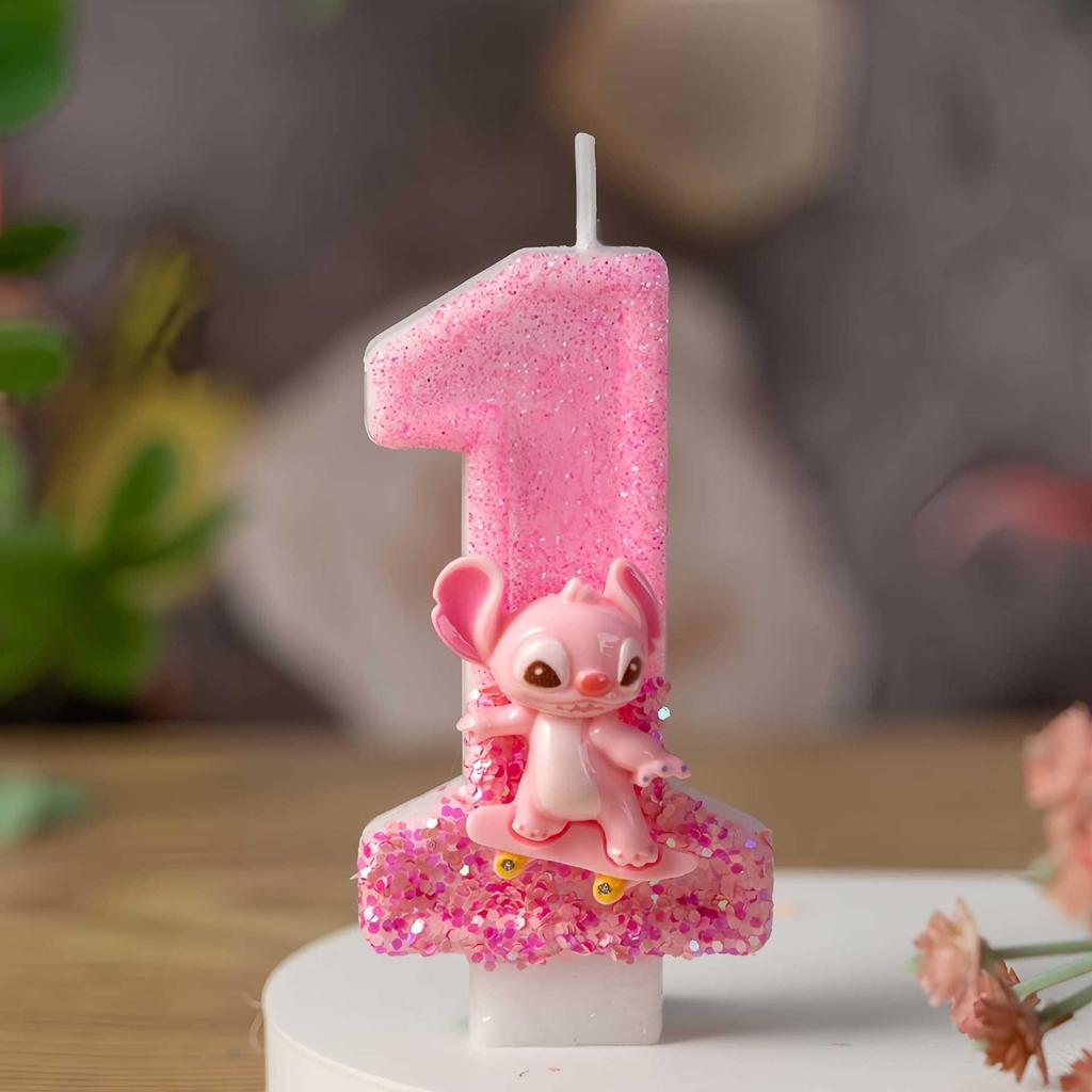 Pink Long-Eared Animal Birthday Candle, Number 09, Cute Cartoon Decoration for First Birthday Cake