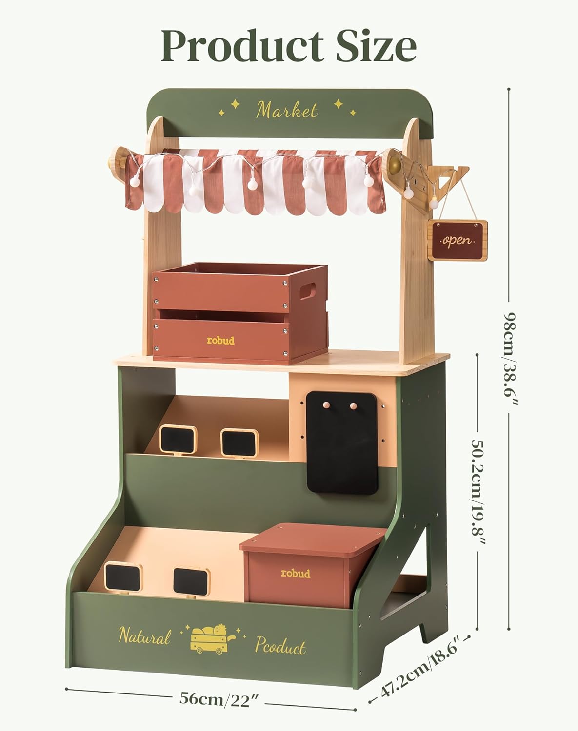 

Robotime Robud Wooden Pretend Toy Shop Kids Role Play Shop Toys Market Supermarket Playset Toy Grocery Store for Girls Boys