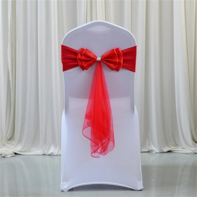 652F Satins Chair Cover Chair Sashes for Wedding Ceremony Dining Hall Party Outdoor Decoration Easy to Install