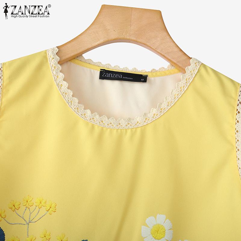 ZANZEA Women Casual Round Neck Summer Sleeveless Print Vest Tops