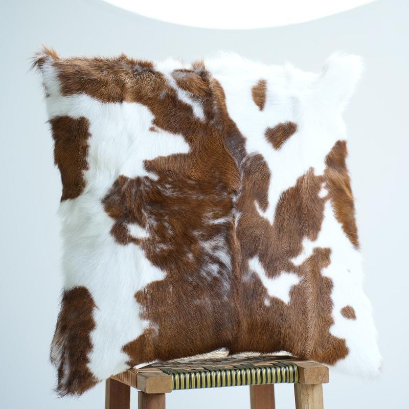 Plush Cow Print Pillowcase 50x50cm Double-sided Cushion Cover Artistic Color-block Throw Pillow Cover Home Decor