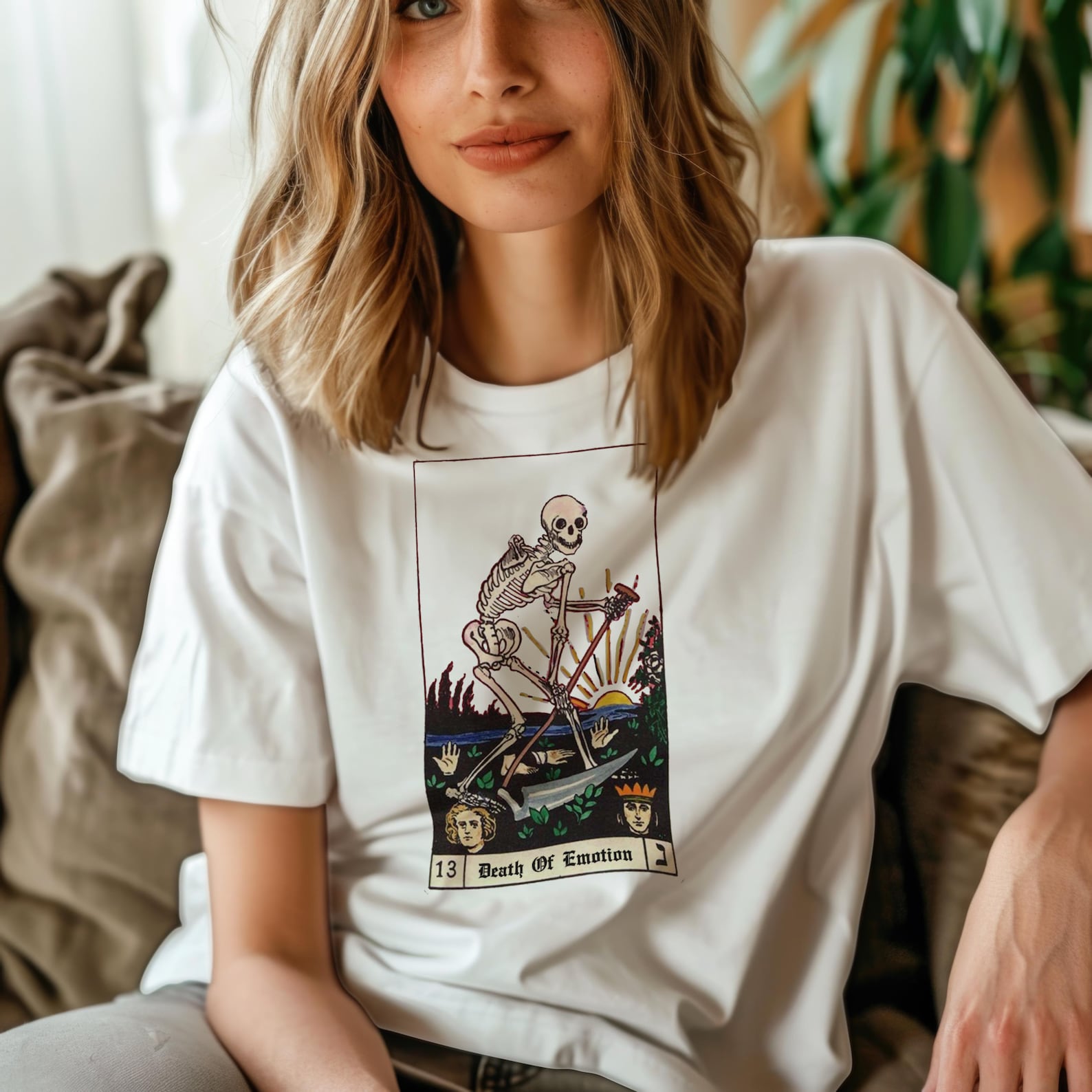 Death Skeleton Tarot Card T shirt / Aesthetic / Gothic / Cool / Hype / tumblr t shirt, vintage t shirt , 90s t shirt / Death of Emotion 4XL