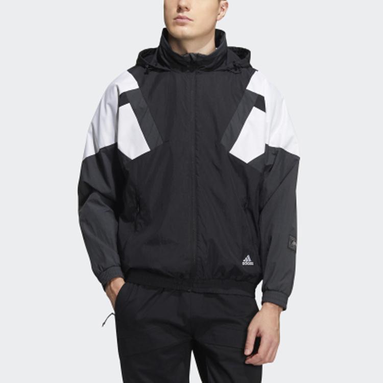 Adidas Colorblock Stand Collar Sports Jacket Men Outerwear Black HE7472