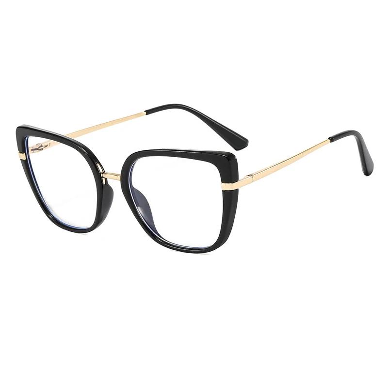 Trendy Oversized Square Glasses Frame Women Leopard Print Cat Eye Blue Light Blocking Eyewear Fashion Spectacle