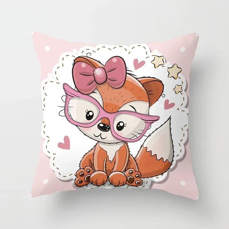 Cartoon Fuchs Tierdruck Kissen Kissenbezug Dekokissenbezug