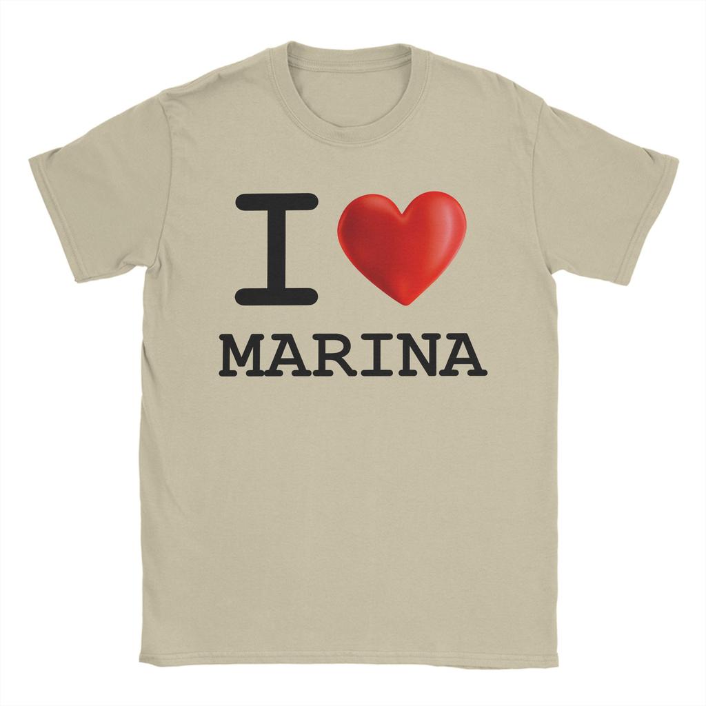 Men TShirt I Love Marina Casual Pure Cotton Tee Shirt Short Sleeve T Shirt Round Neck Clothes New Arrival
