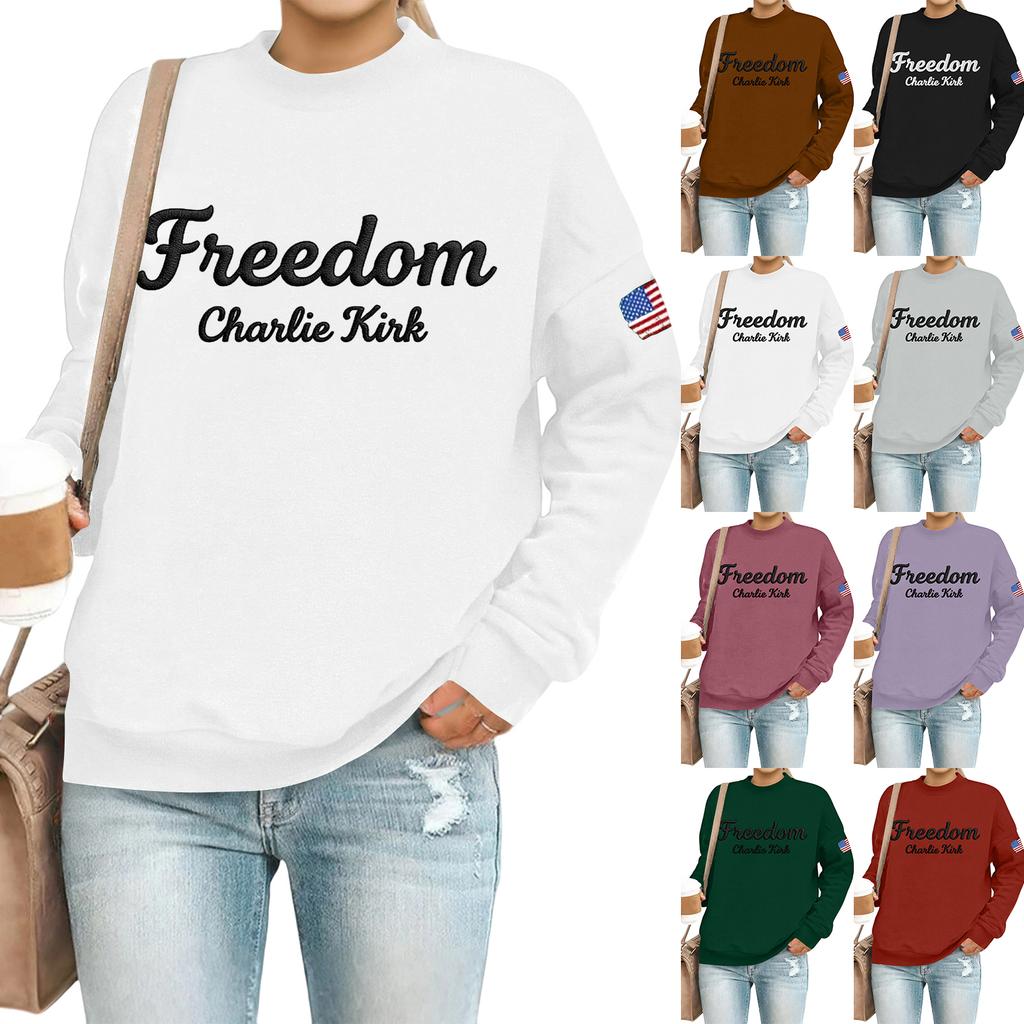 Women's Casual Fashion Round Neck Long Sleeve  Printed Sweatshirt