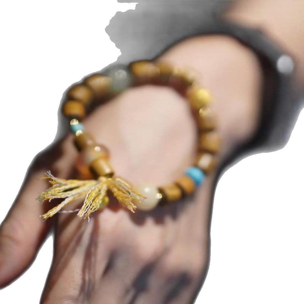 Exquisite Artistic Sandalwood & Imitation Turquoise Bracelet Wristband