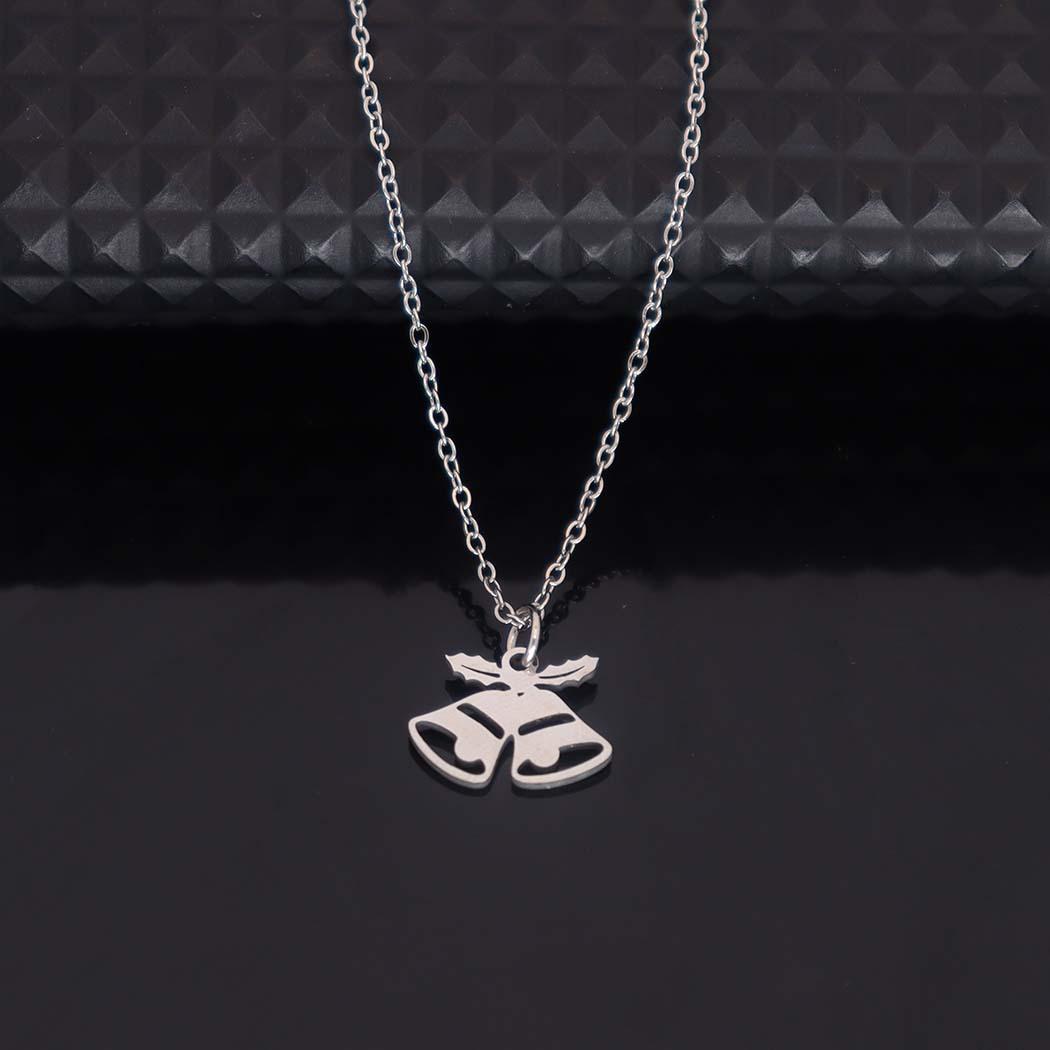 European/American Trendy Stainless Steel Bell Pendant Necklace - Simple & Versatile Bone Chain for Christmas серебряный