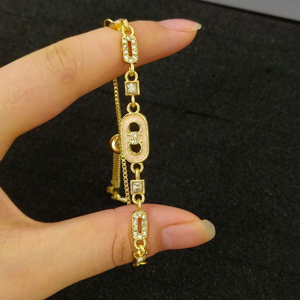 Sparkling Small Flower Zircon Pull Bracelet Women'S Cherry Blossom Diamond Niche Versatile High-End Accessories Hand Jewelry