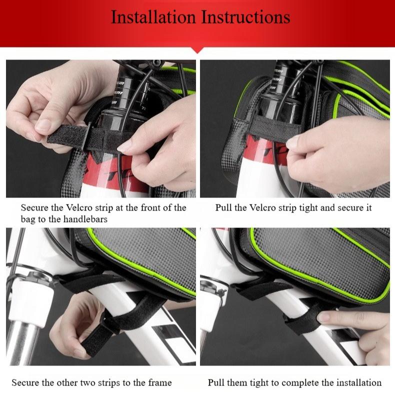 Touchscreen Bike Front Beam Bag with Reflective Stripe Waterproof Phone Storage Baga
