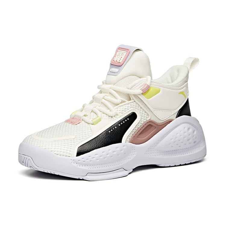 Anta Bastard Slip Resistant Abrasion Resistant Mid top Skateboard Shoes Women's Ecru 122048080-2