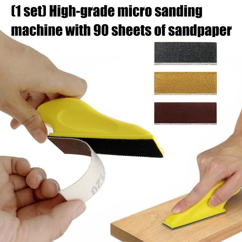 Mini Sander for Small Projects Mini Detail Handle Sanding Tool 90 Sheet Sandpaper for Handicrafts Polishing Sanding