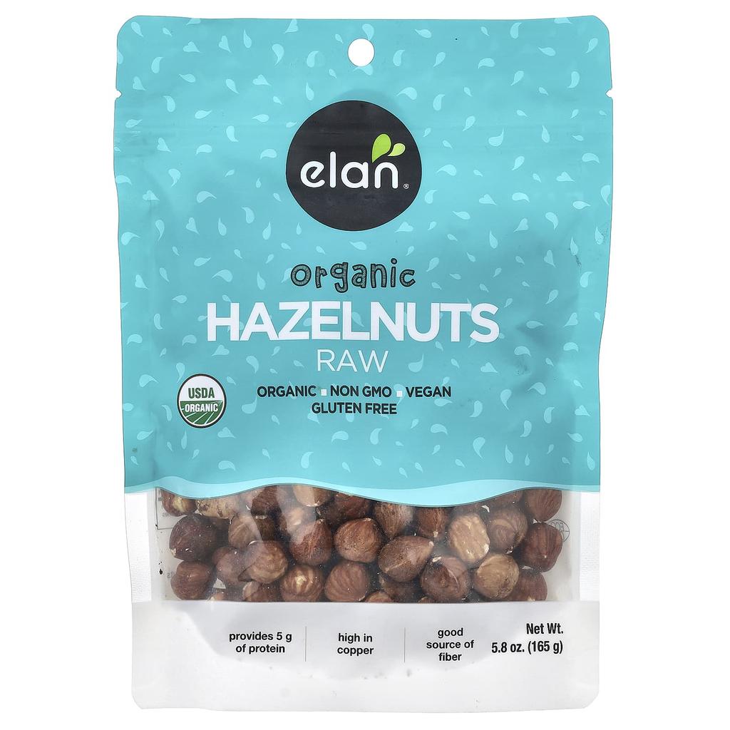 Elan, Organic Hazelnuts, Raw, 165g (5.8oz)