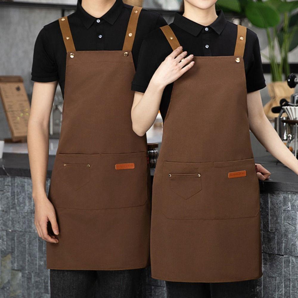 Solid Color Kitchen Apron Oil Resistant Cleaning Apron Waterproof Apron  Restaurant
