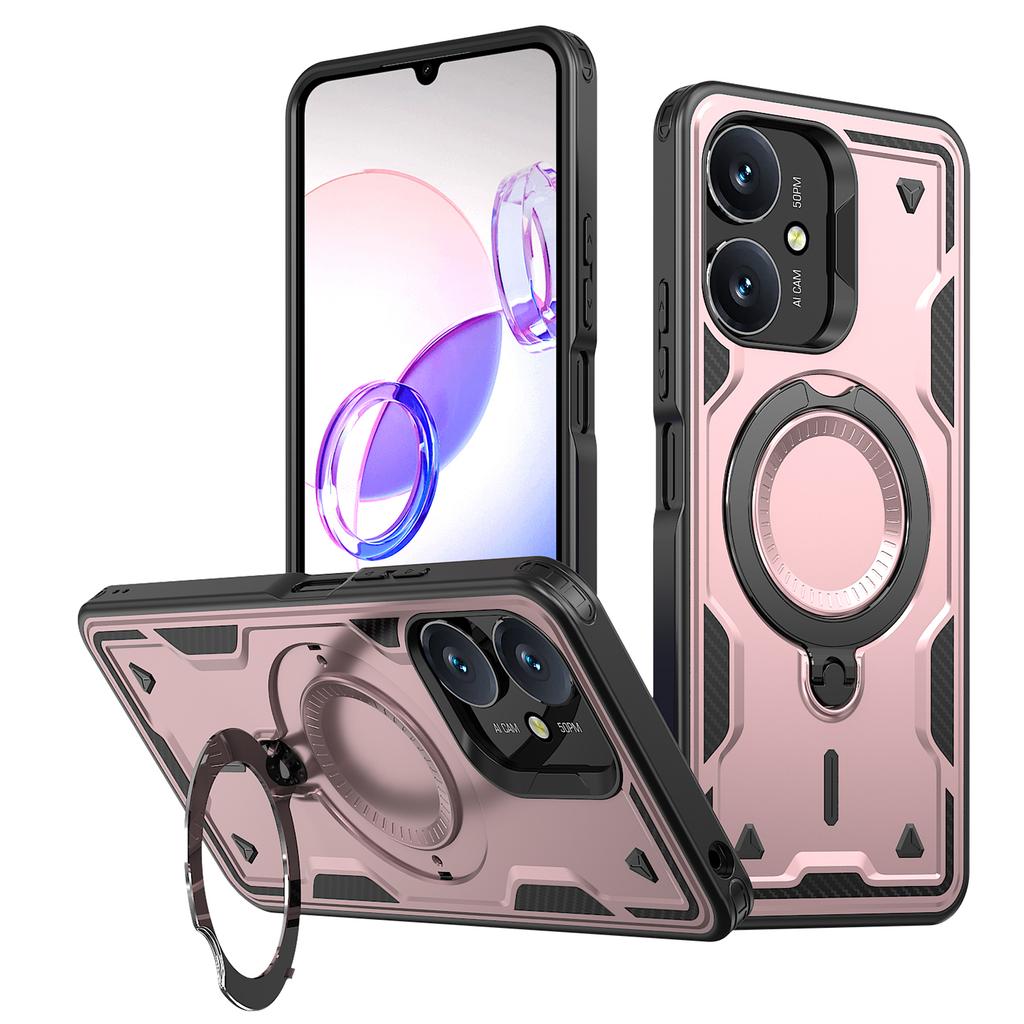 Magnetic Case For Xiaomi Redmi 13C 4G/5G/13R 5G/Poco C65 4G/M6 5G Military Protection PC+TPU Kickstand Phone Cover