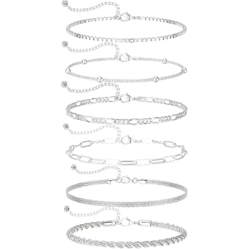 Gold Bracelets Sets for Women Waterproof | Non Tarnish Gold Plated Cuban Paperclip Link Chain Stackable, Trendy Jewelry Accessories Gifts for Women