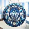 Wolf Sonne Acryl-Fänger, Acryl-Gitter im Buntglas-Stil, Traumfänger-Inspiration, Reflektierende Kunst für Haus & Garten, Kinderzimmer, Vintage-Wohnkultur
