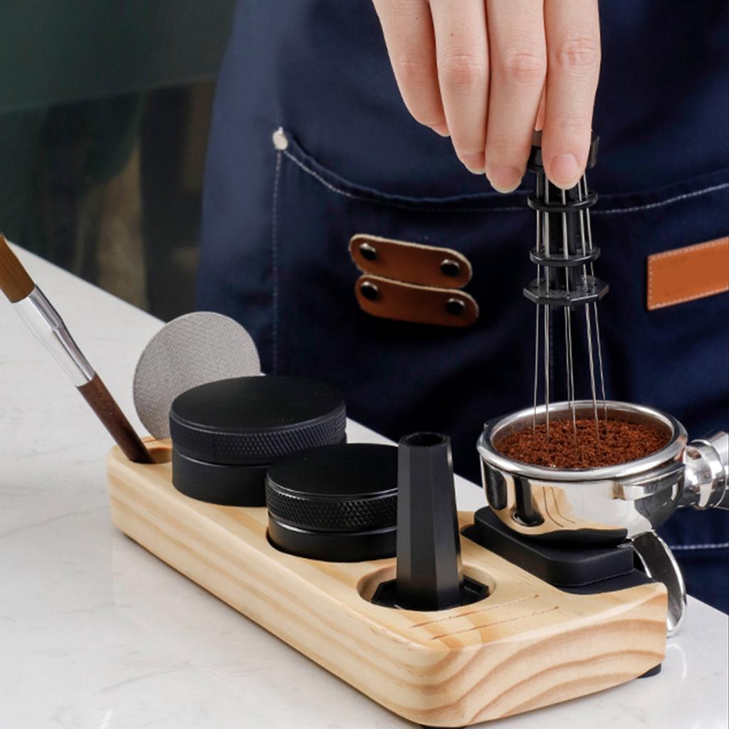 Functional Espresso Tamping Stand Set Coffee Tamper and Distributor Accessory for Professional and Home
