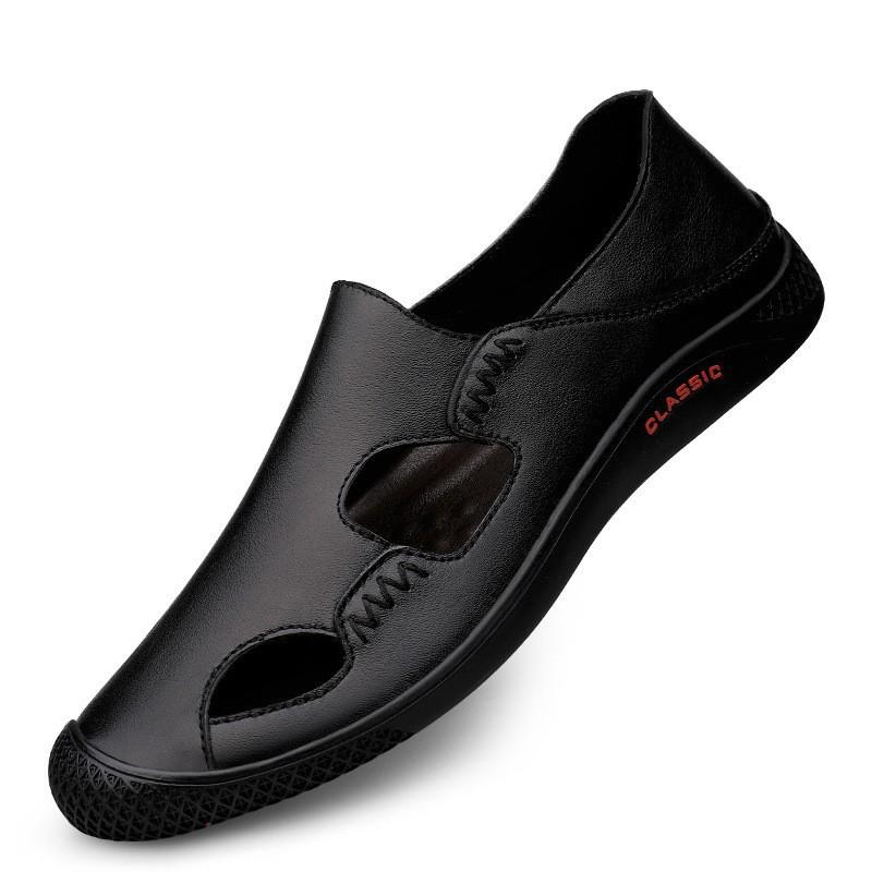 Men s Large Size Outdoor Closed-Toe Slip-On Sandals - Summer Beach & Casual Sports Shoes 41 чёрный