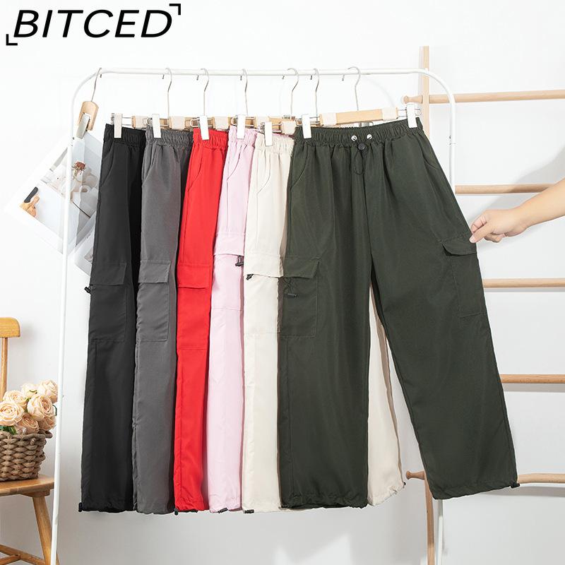 BITCED Quick-Dry Workwear Trousers for Women Summer/Autumn High-Waisted Wide-Leg Slimming Casual Trousers