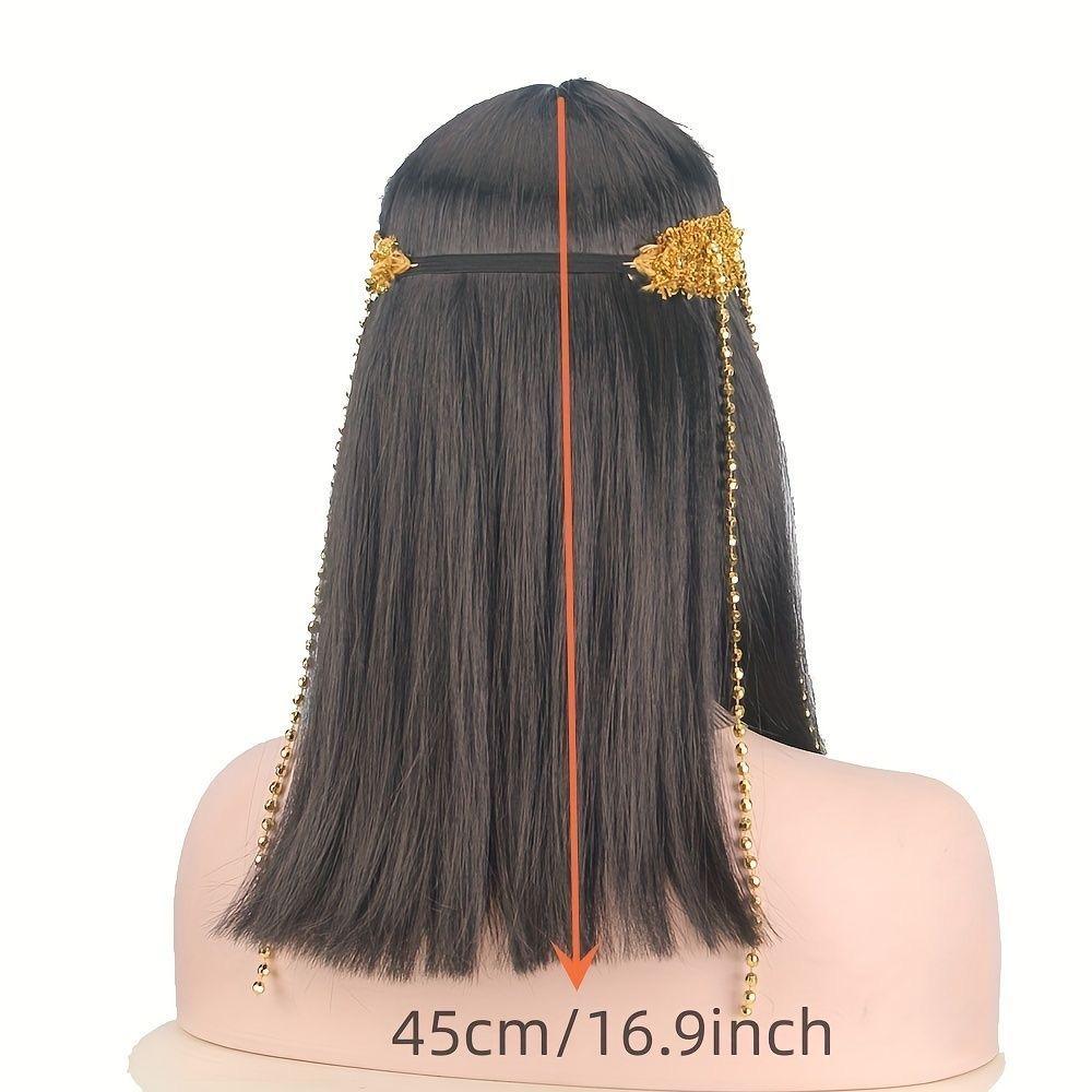 Women's Fashionable Black Wig with Long Straight Hair, Cosplay Style, Synthetic Material, Fashionable Charm Wig