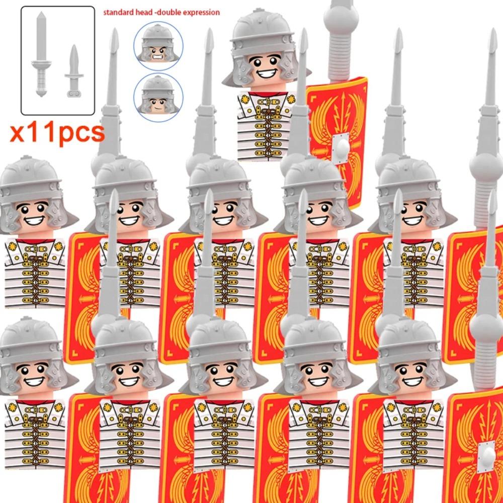 11pcs Medieval Dragon Knights Heavy Armor Bricks Assemble Action Figures Accessories Model