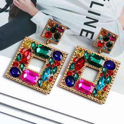 Kúzlo visiace náušnice pre ženy Dievča 2022 Luxusné ušné doplnky Vintage Fairy Square Crystal Brincos Vianočný prívesok Šperky