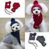 Haustier Hund Winter Warm Streifen Strickmütze + Schal Kragen Welpen Teddy Kostüm