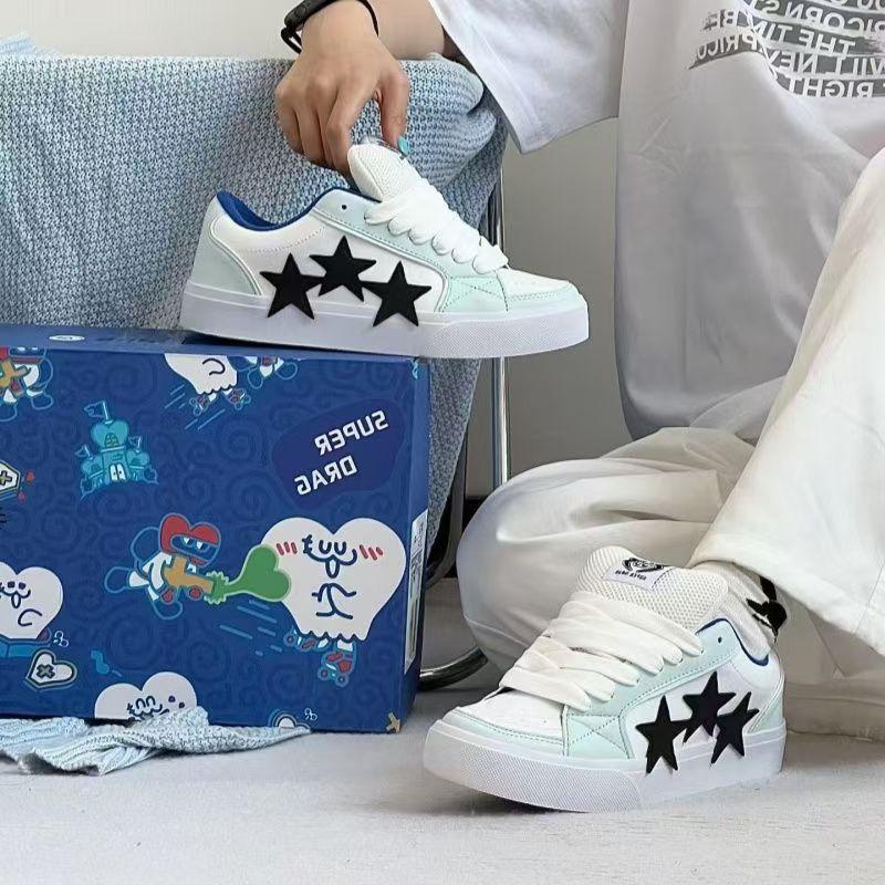 

2024 autumn new casual dopamine flip fur retro high street board shoes sweet couple star bread shoes 40 озеро синього кольору